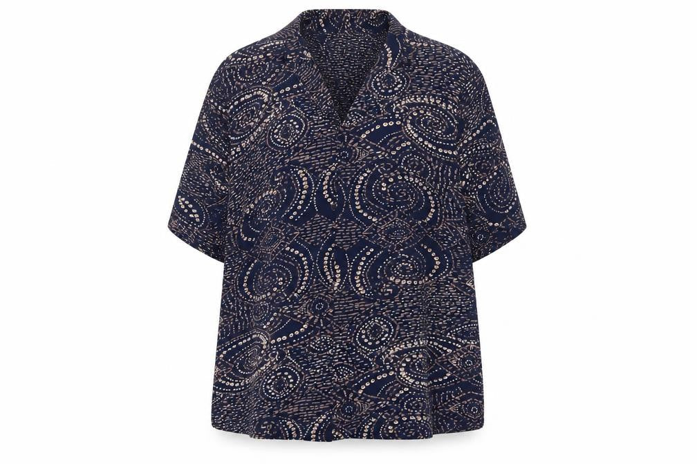 Ann Harvey Women's Blue Geometric Viscose Tunic Blouse Size 22