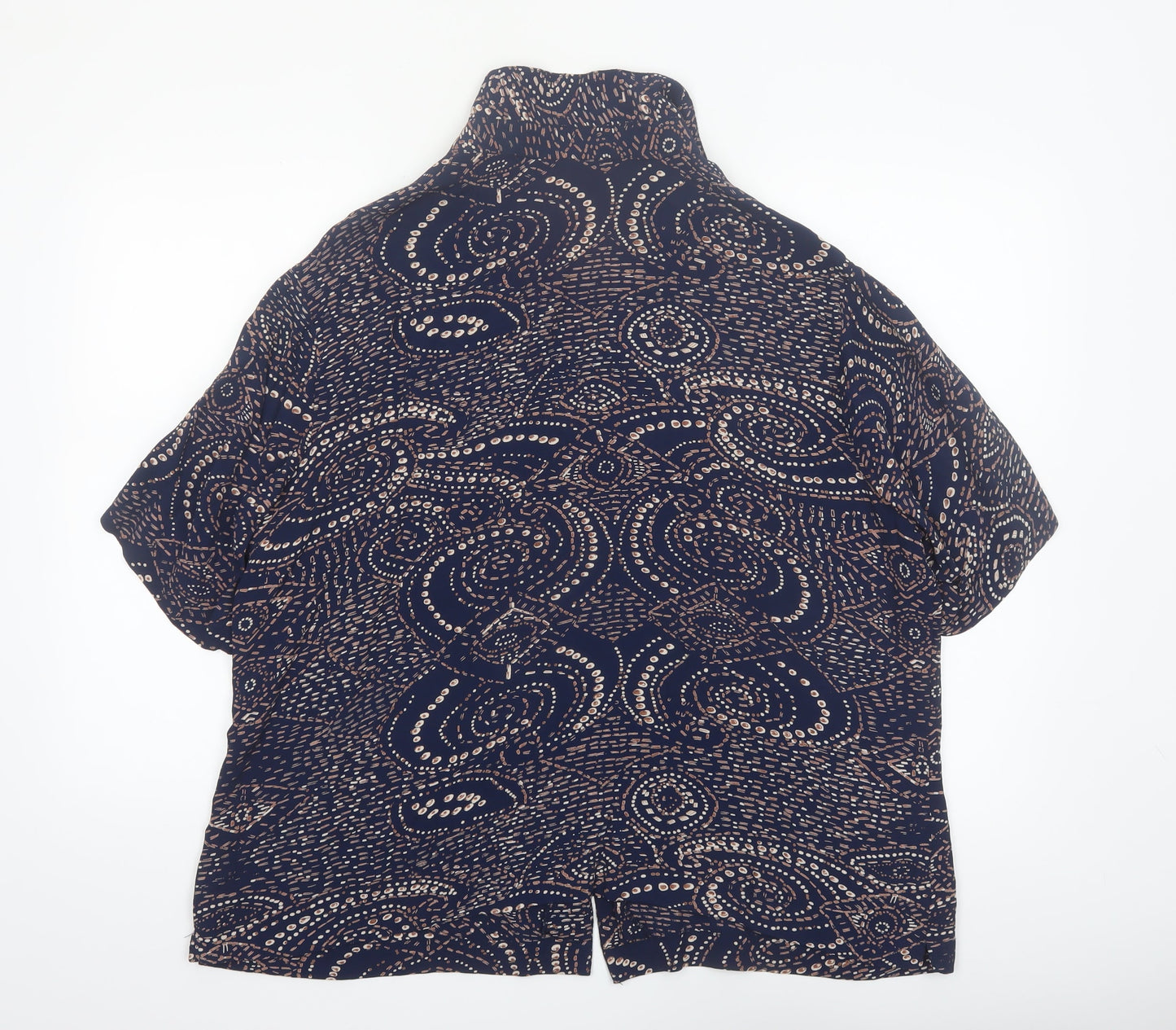 Ann Harvey Women's Blue Geometric Viscose Tunic Blouse Size 22