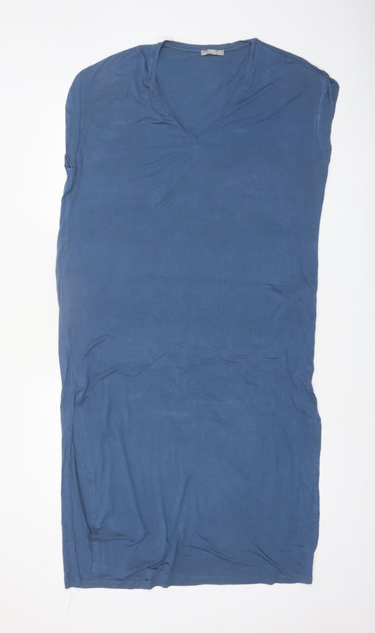 Zara Women Blue V-Neck Sleeveless Stretch T-Shirt Dress Size 12