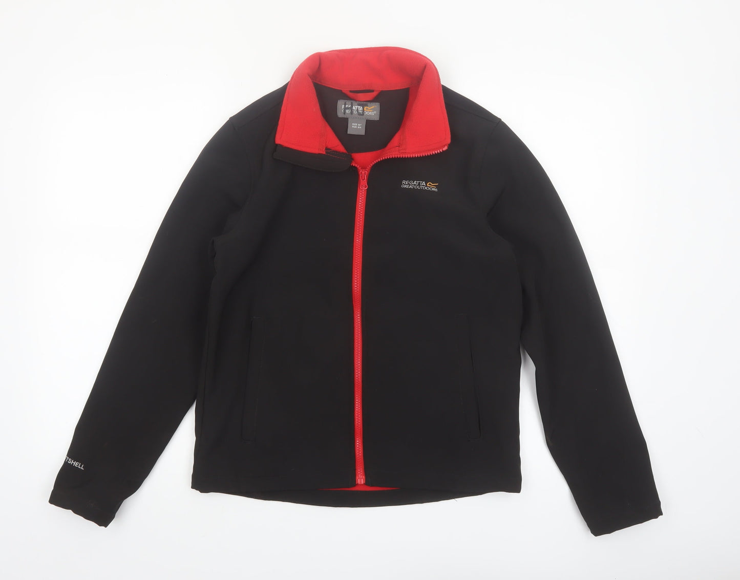 Regatta Boys Black Softshell Jacket 14 Years Full Zip Water Resistant