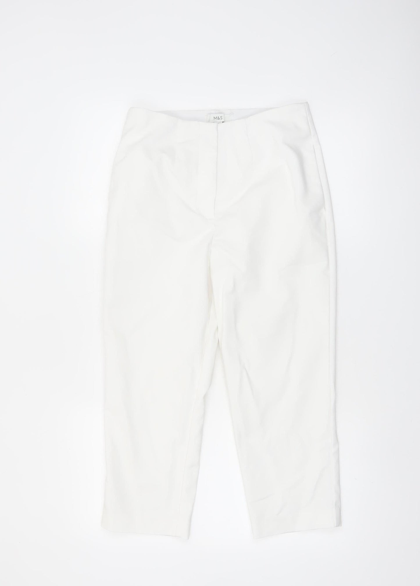 Marks and Spencer Women White Size 10 Regular Ankle Trousers