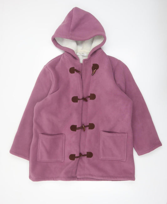 Being Casual Womens Purple Hooded Fleece Duffle Coat UK 16/18