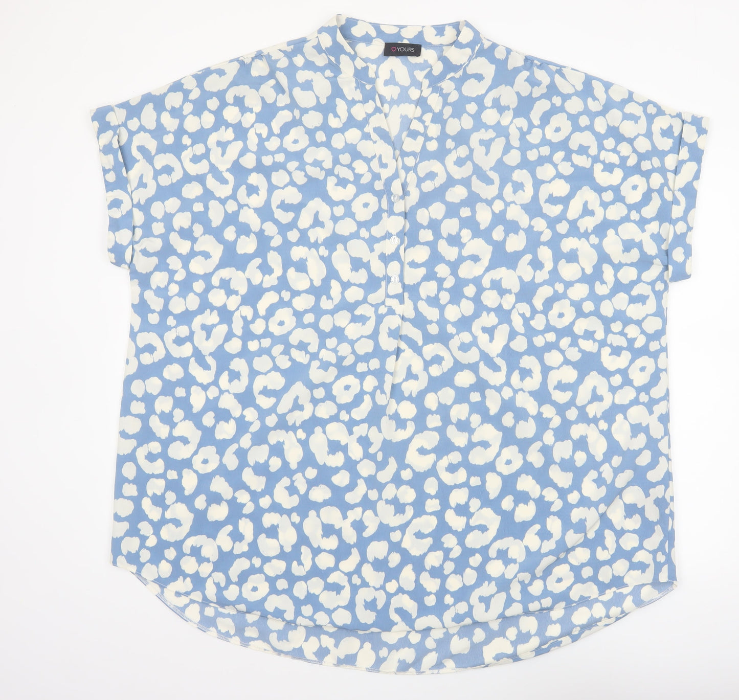 Yours Women’s Blue Animal Print Tunic Blouse Size 22 Short Sleeve