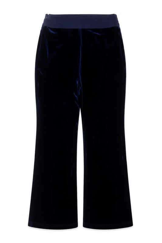MOTF Women's Blue Velvet Stretch Trousers Size M Regular Fit