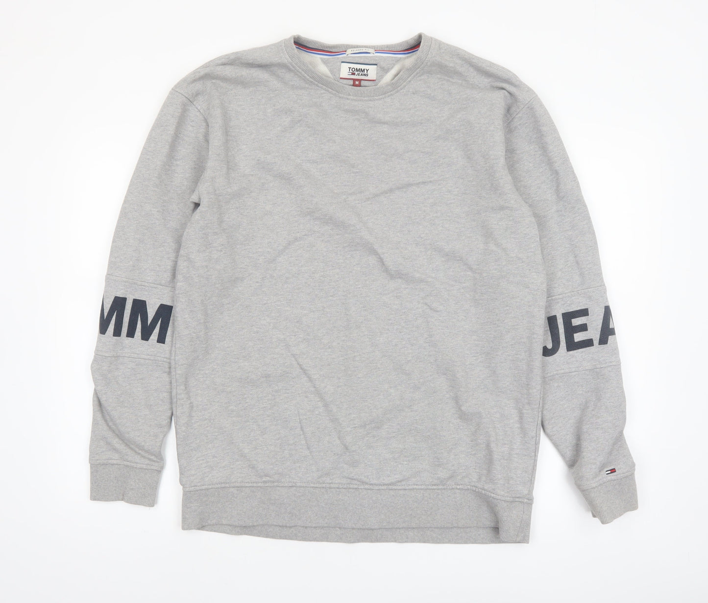 Tommy Jeans Men's Grey Logo Sweatshirt M Pullover Crew Neck