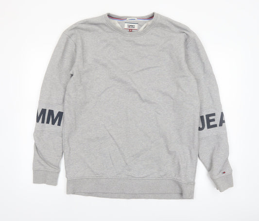 Tommy Jeans Men's Grey Logo Sweatshirt M Pullover Crew Neck