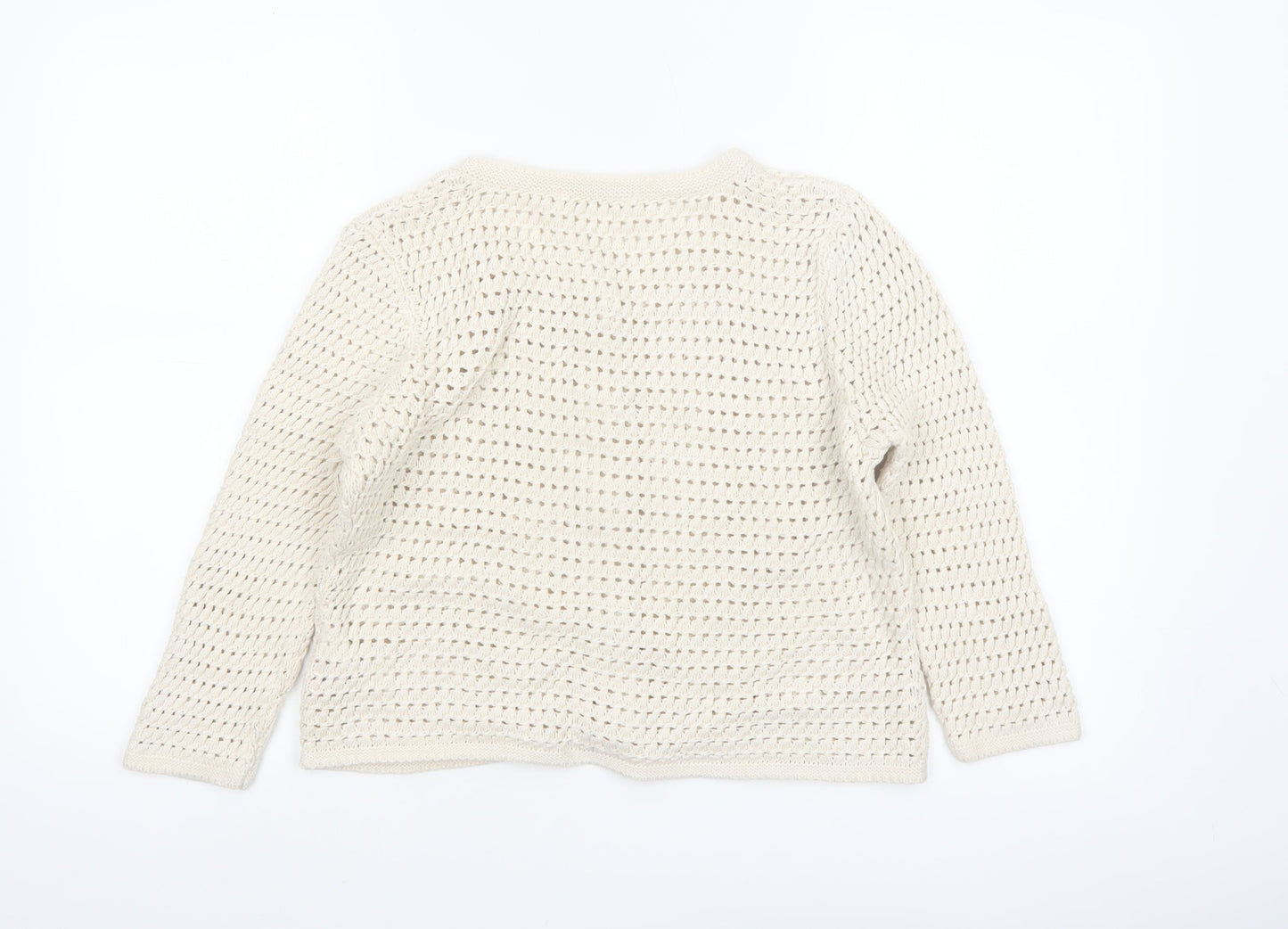 Marks and Spencer Women Ivory Open-Knit Cotton Cardigan UK 14