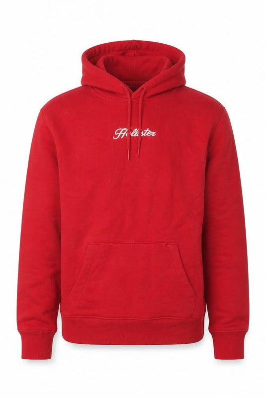Hollister Men’s Red Pullover Hoodie Small Fleece Logo Sweatshirt