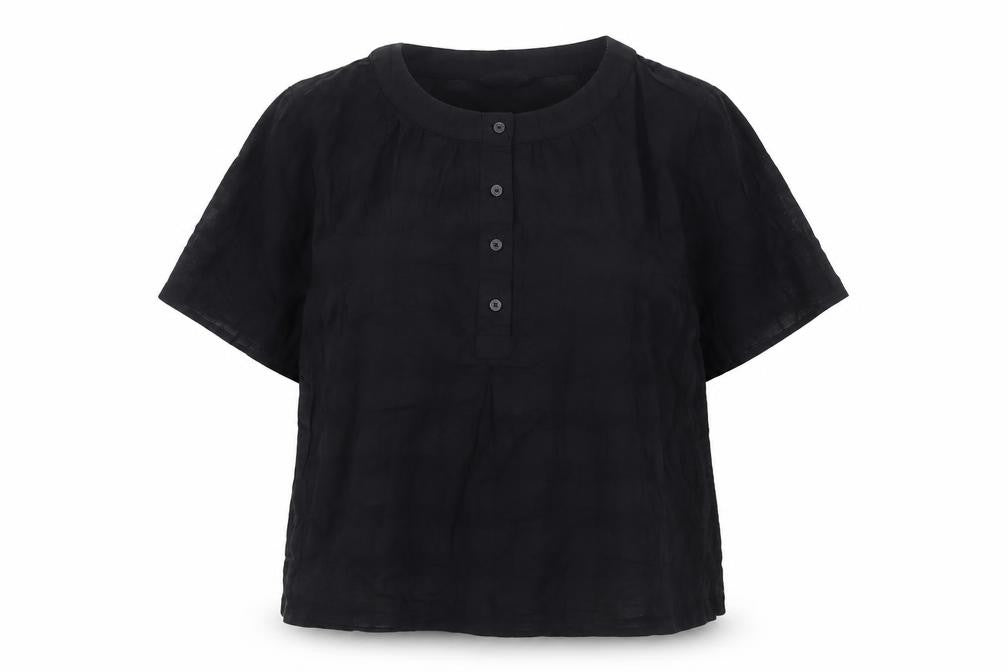 Marks & Spencer Womens Black Cotton Short Sleeve Blouse Size 10