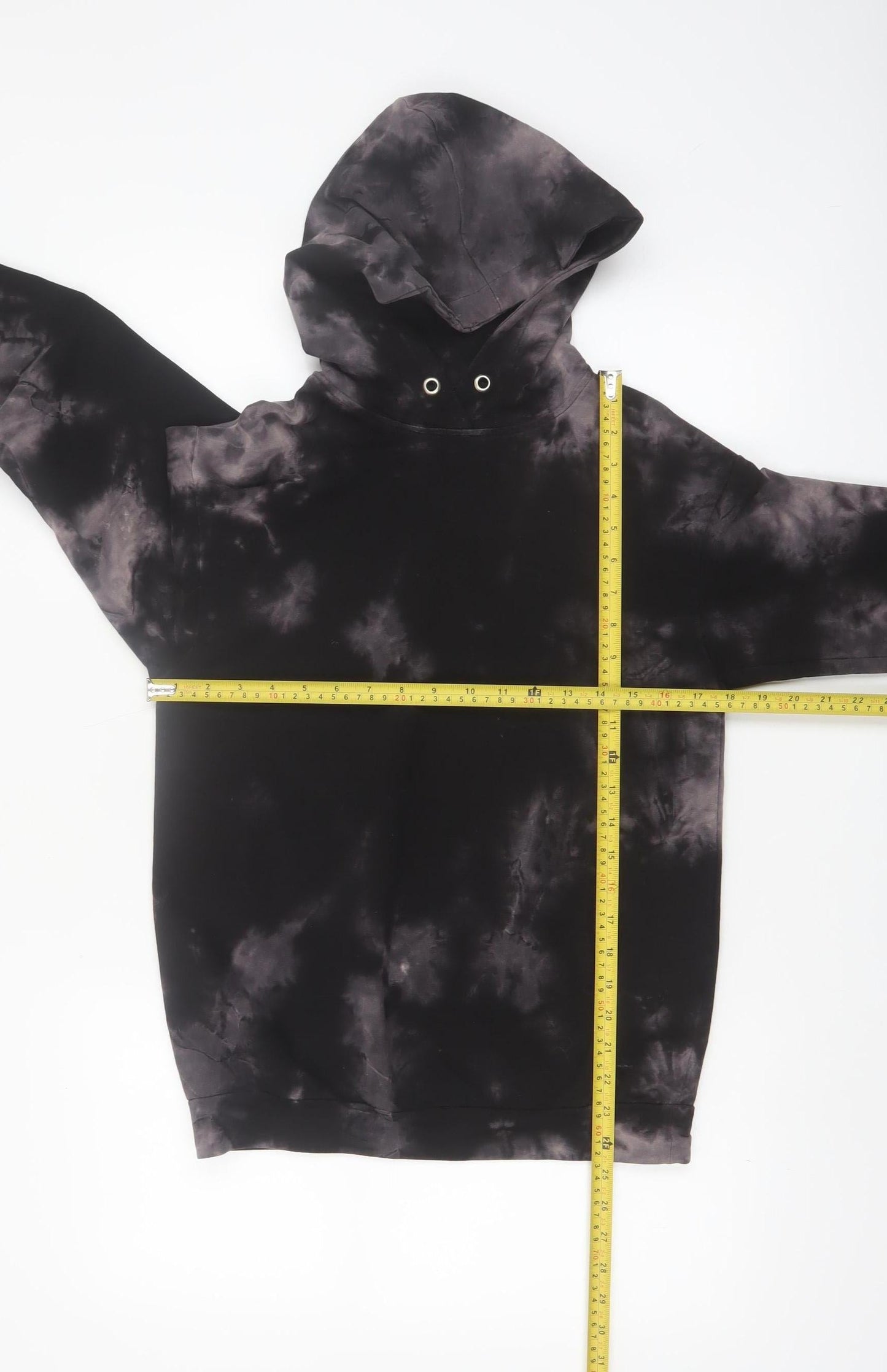 Boohoo Womens Black Tie-Dye Pullover Hoodie UK 6 Cotton Blend