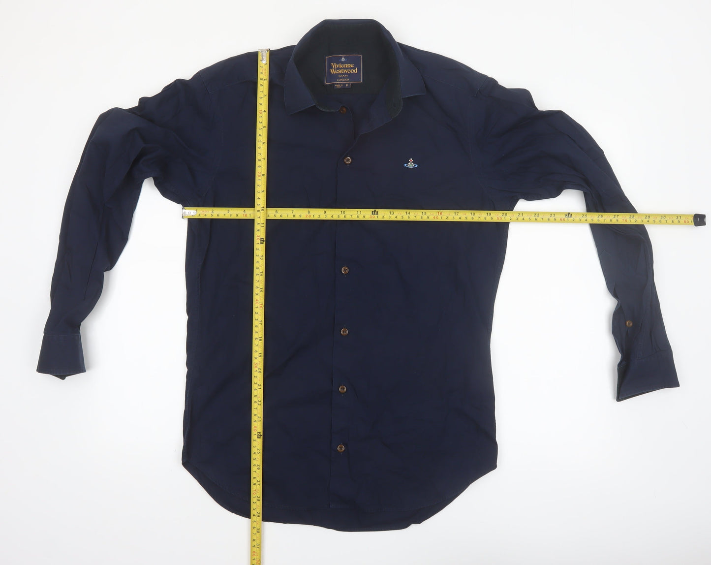 Vivienne Westwood Men Blue Cotton Long Sleeve Button-Up Shirt L