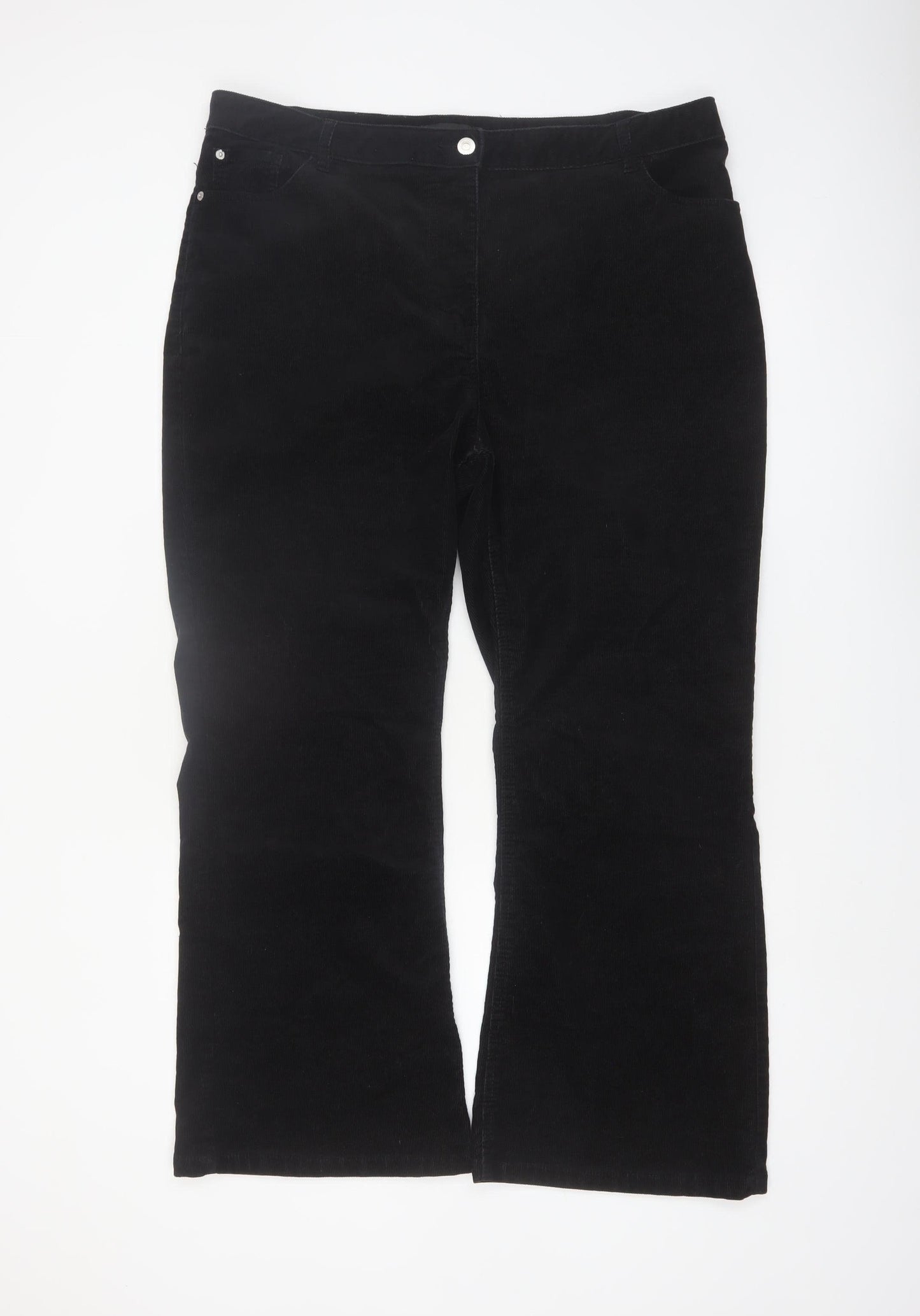 Next Women’s Black Corduroy Straight Leg Trousers Size 18 Slim