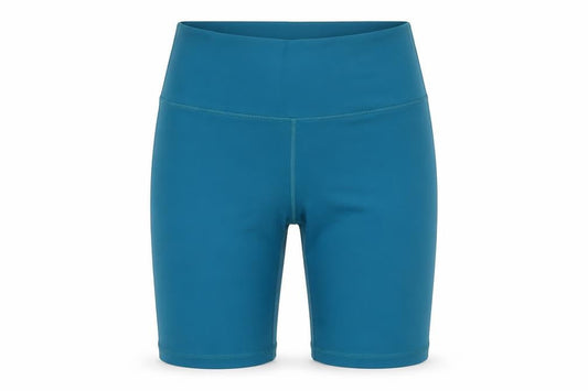 Front view of Dunnes Women Teal Biker Activewear Shorts, size L