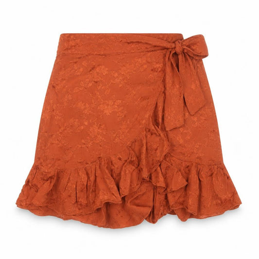 Urban Outfitters Womens Brown Wrap Ruffle Short Skirt L Viscose