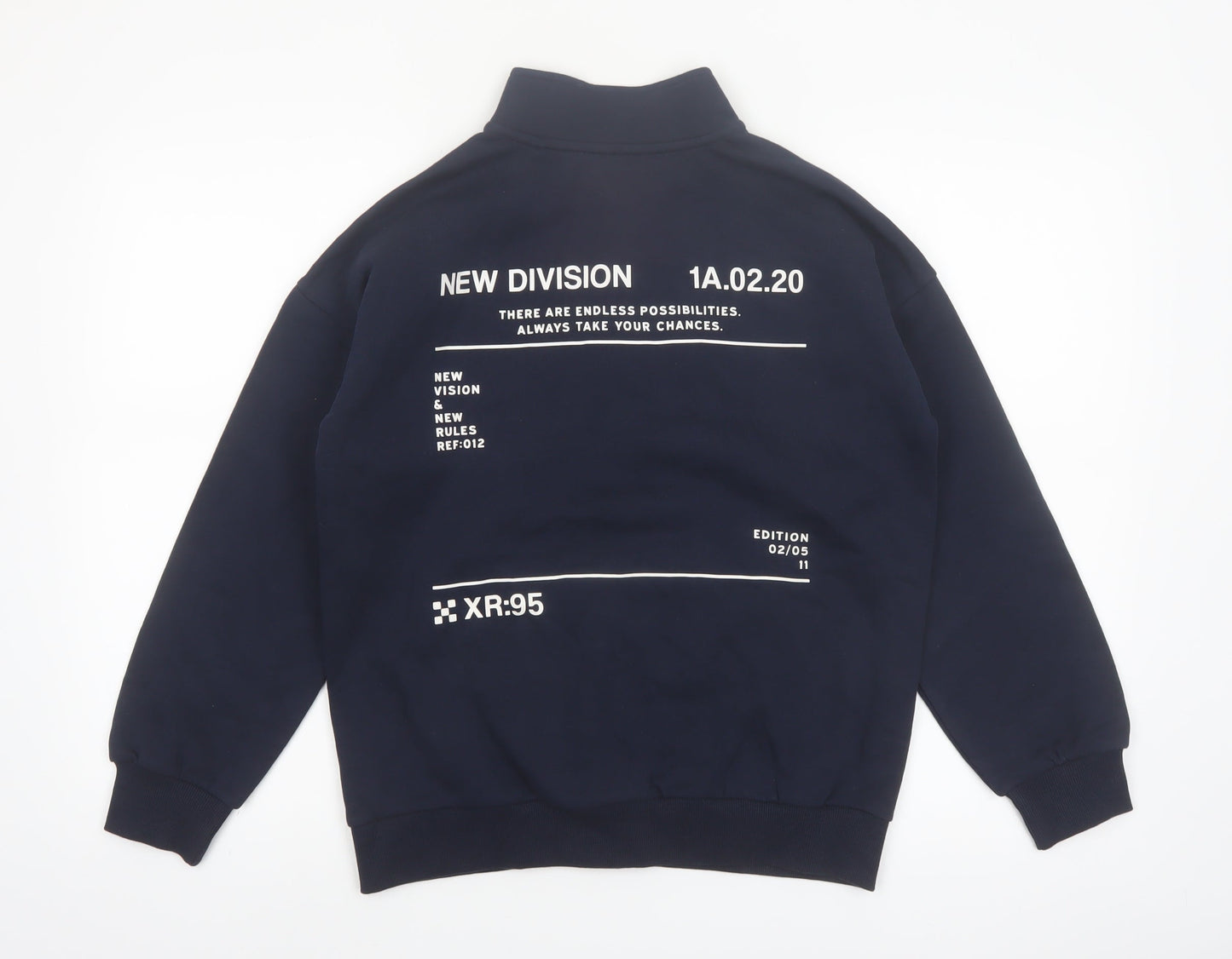 Marks and Spencer Boys Blue 12-13 Years Half Zip Graphic Print Sweatshirt