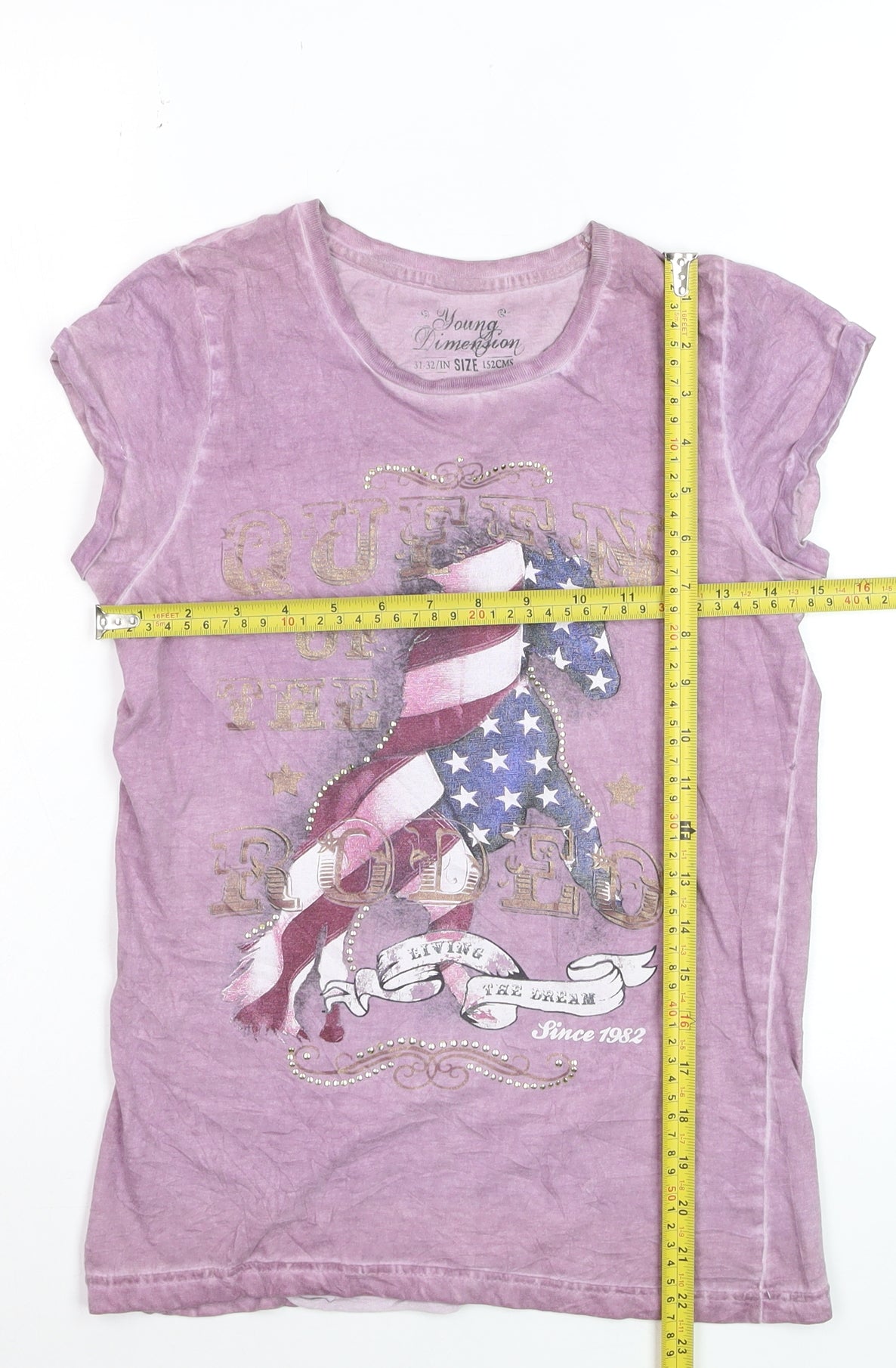 Young Dimension Teens Purple Rodeo Graphic Cotton T-Shirt Size 12