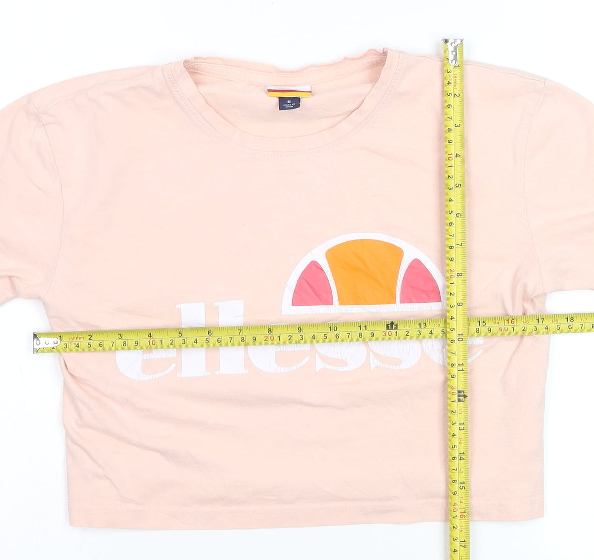 Ellesse Women's Beige Cropped Logo T-Shirt Size 8