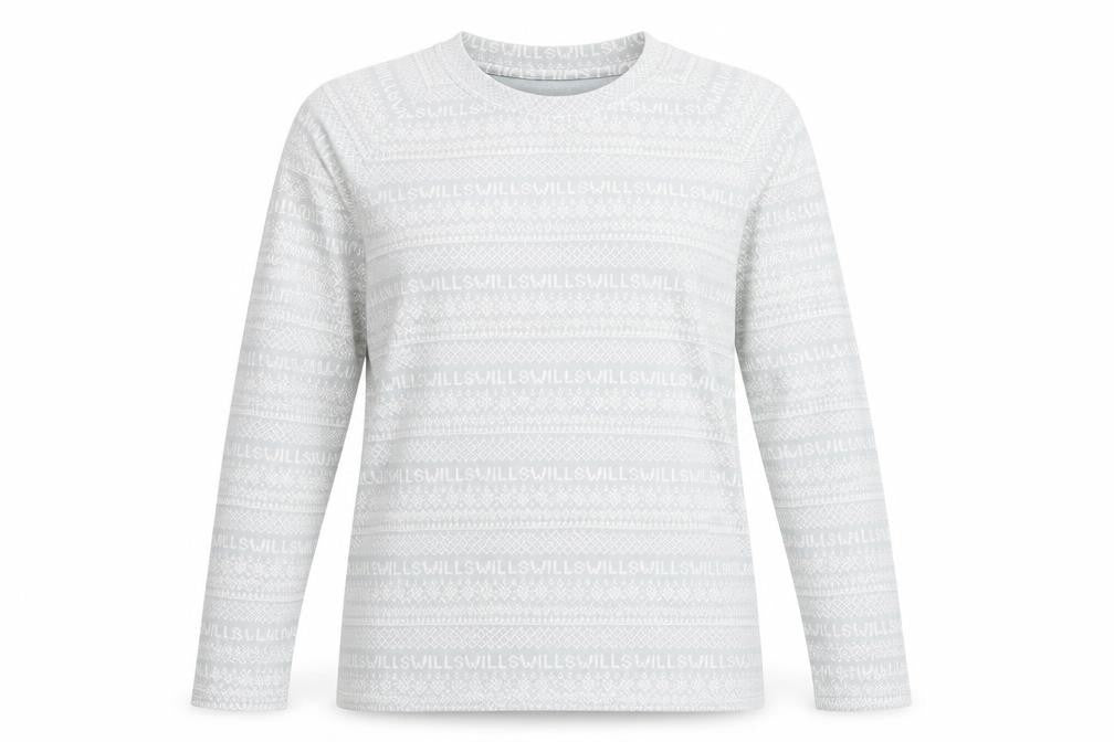 Jack Wills Women's Grey Fair Isle Long Sleeve Cotton T-Shirt UK 8