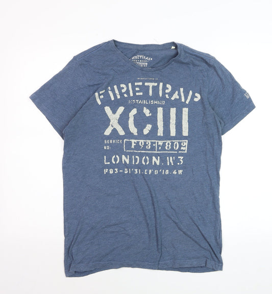 Firetrap Men's Blue Graphic Print T-Shirt Size M