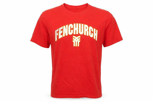 Fenchurch Men's Red Cotton Graphic Logo T-Shirt Size L