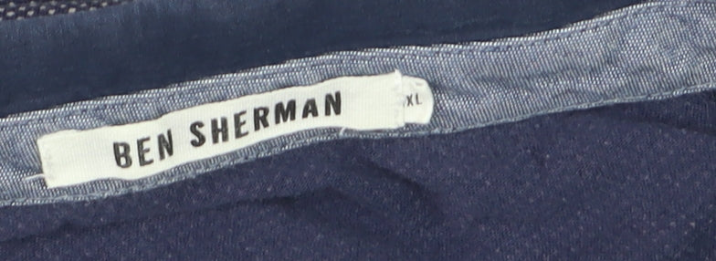 Ben Sherman Men's Blue Geometric Cotton Polo Shirt XL