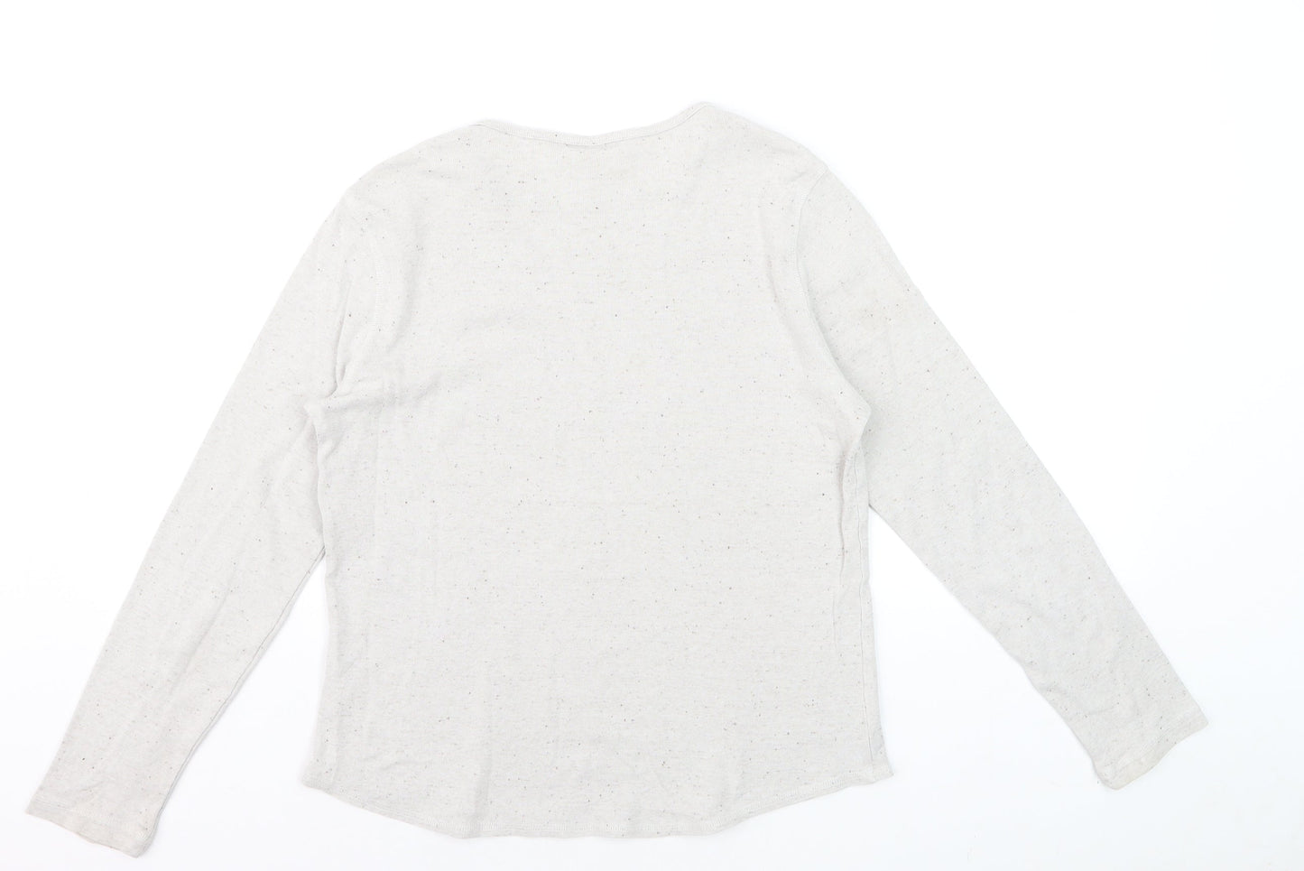 Marks & Spencer Women’s Ivory Long Sleeve Crew Neck Cotton Jersey Top Size 12
