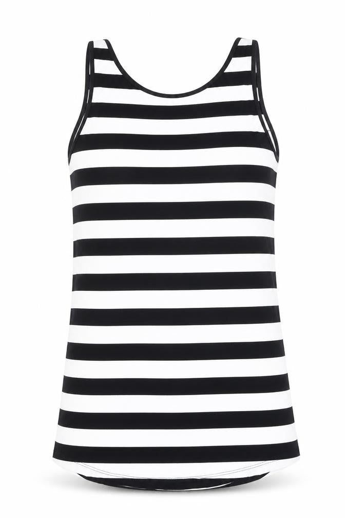 Oasis Women's Black and White Striped Tank Top Size M