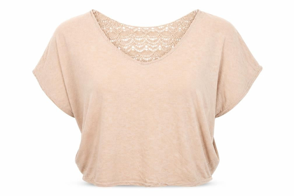 Miss Selfridge Women's Beige Crochet Cropped Blouse Size 14