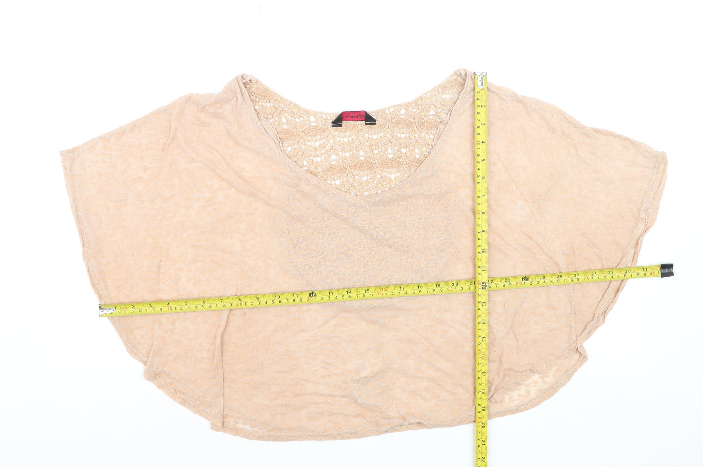 Miss Selfridge Women's Beige Crochet Cropped Blouse Size 14