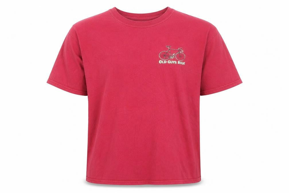 Old Guys Rule Men's Red Graphic T-Shirt Size M Funny Bicycle Print