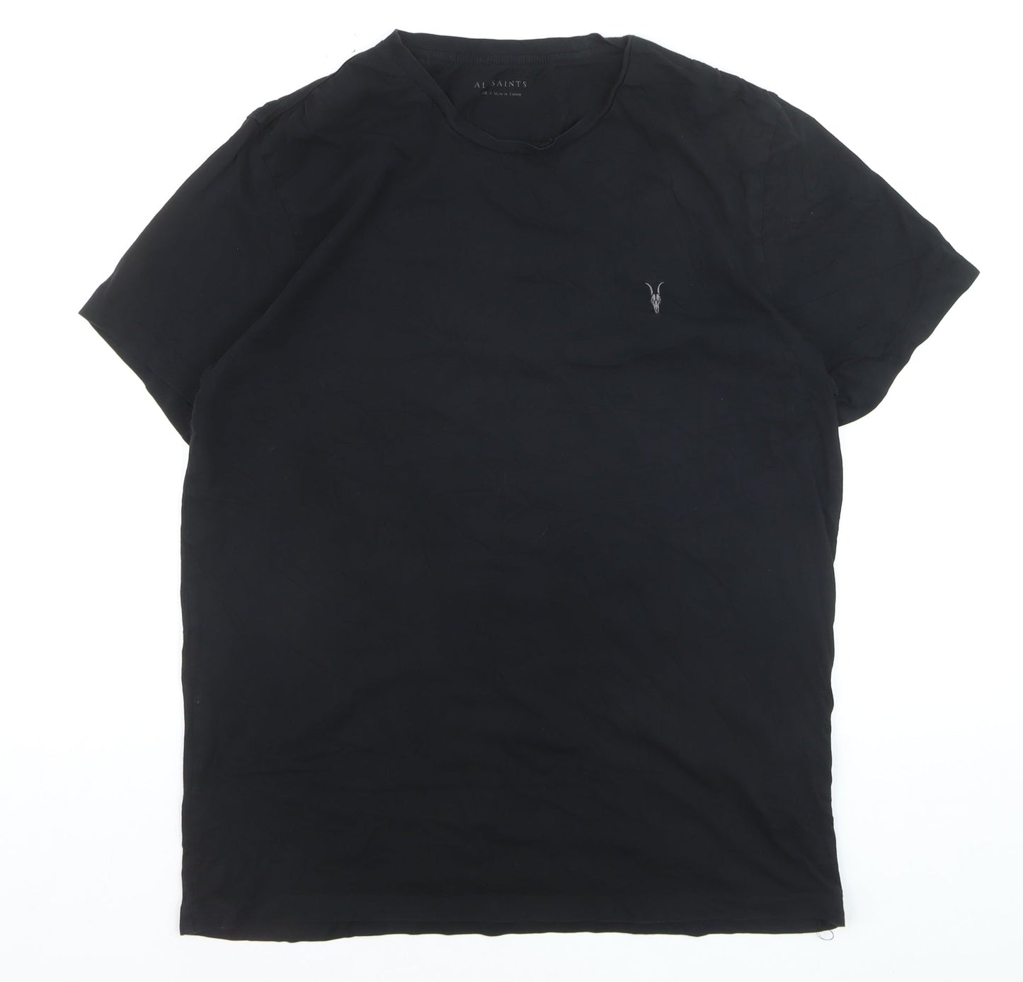 AllSaints Men's Black Cotton Crew Neck Logo T-Shirt Size L