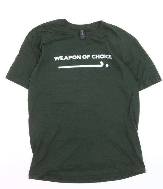 Gildan Softstyle Men's Green Graphic 'Weapon of Choice' T-Shirt Size M