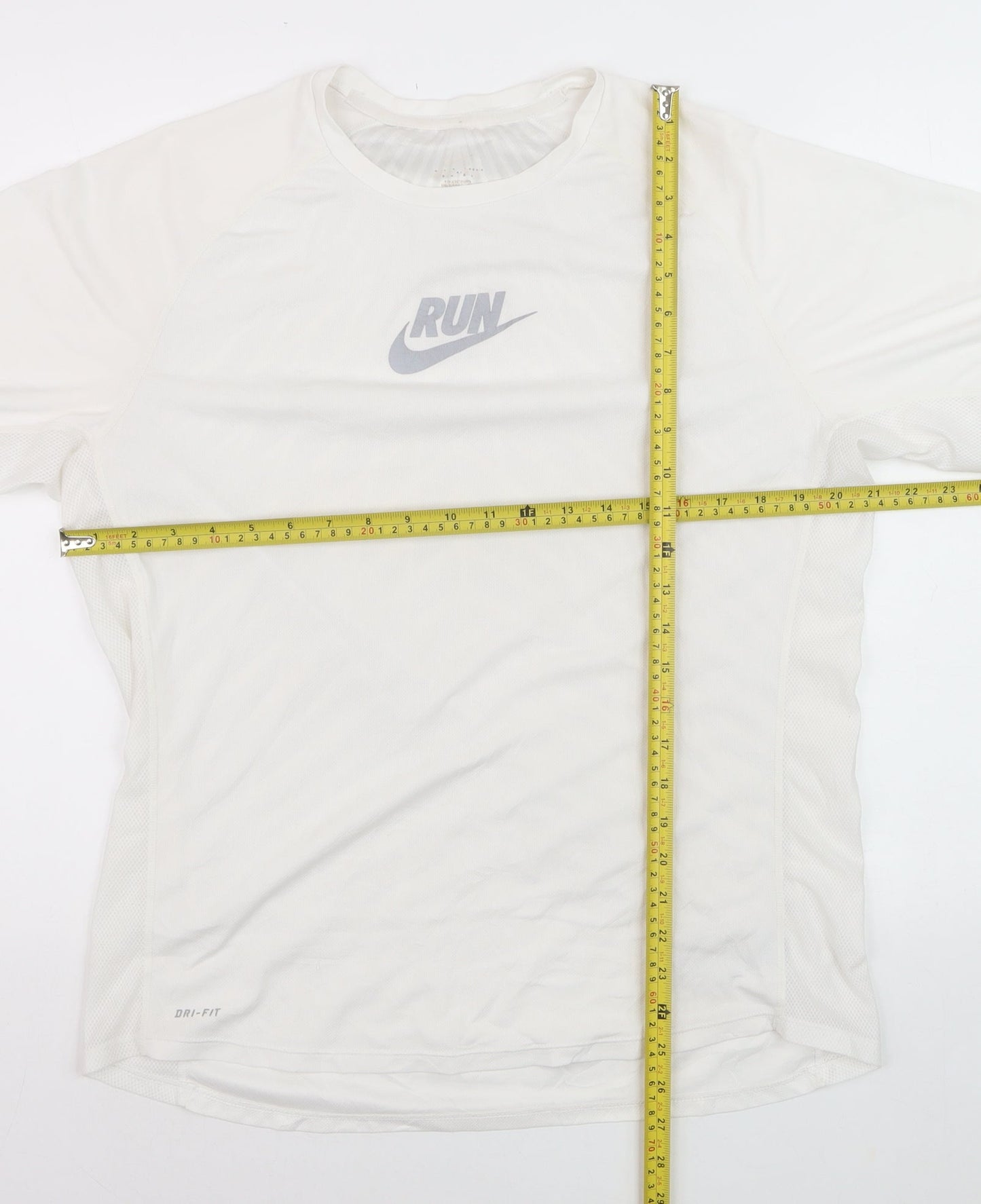 Nike Dri-Fit Men's White RUN Graphic Athletic T-Shirt Size M