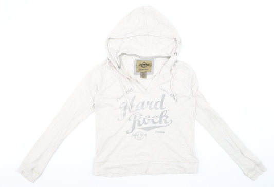 Hard Rock Cafe Womens Beige Pullover Hoodie Medium Cotton