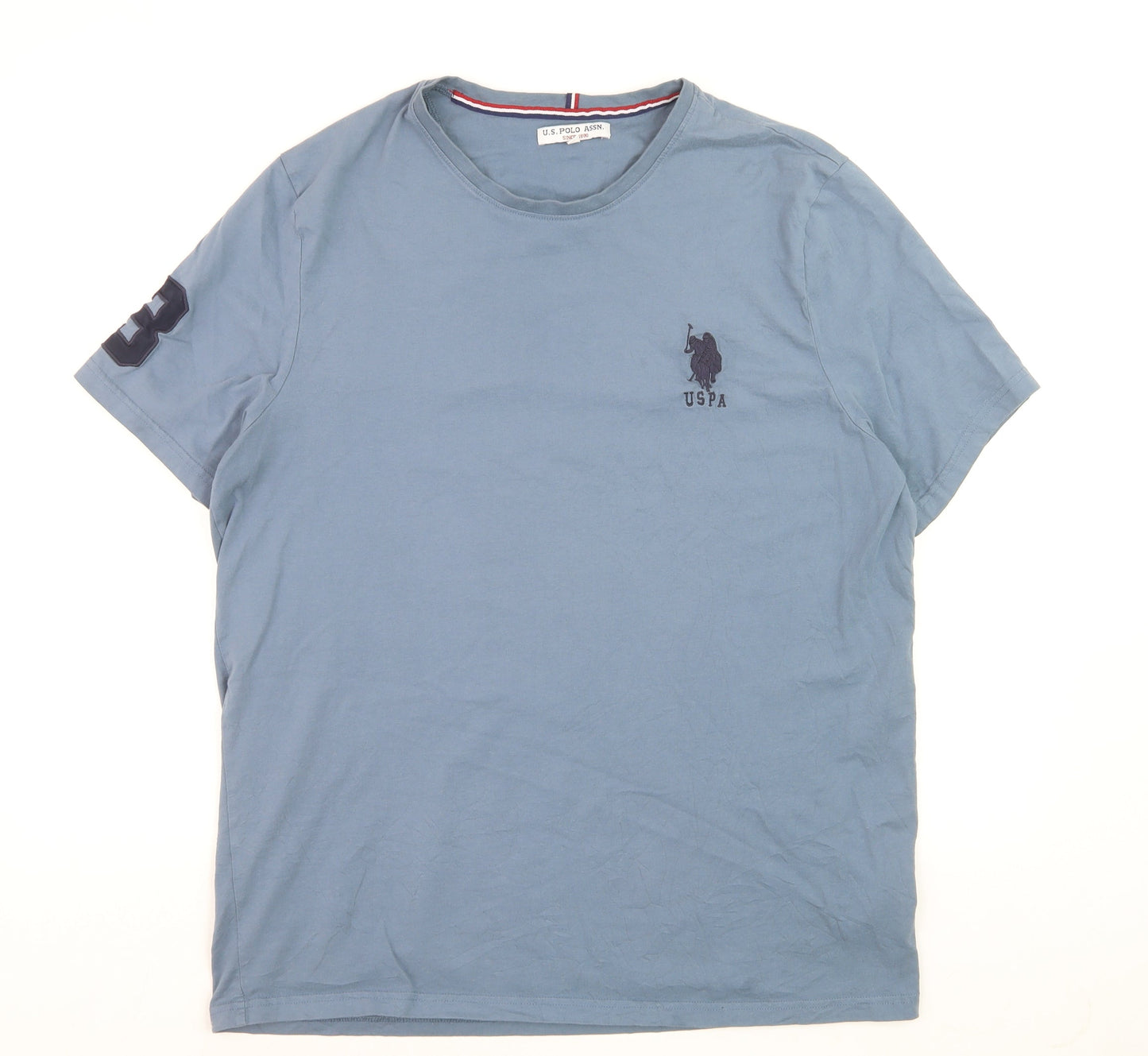 U.S. Polo Assn. Men's Blue XXL Crew Neck Cotton T-Shirt Short Sleeve