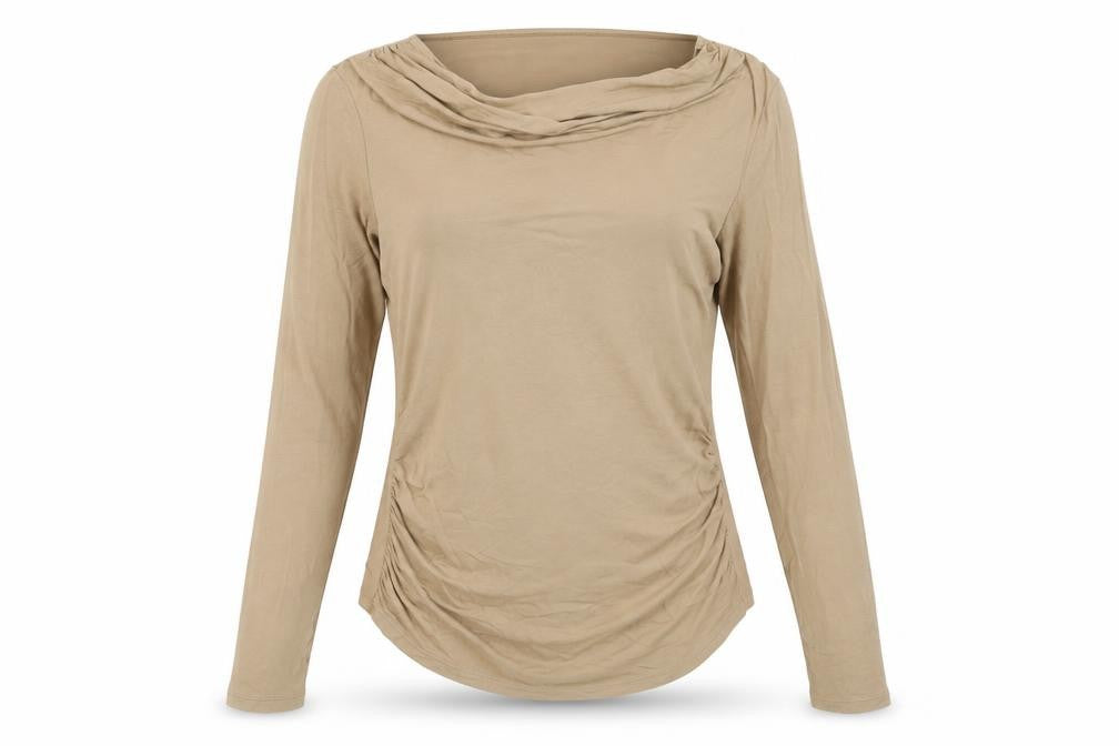 & Other Stories Women's Beige Cowl Neck Long Sleeve Jersey Blouse Size 10