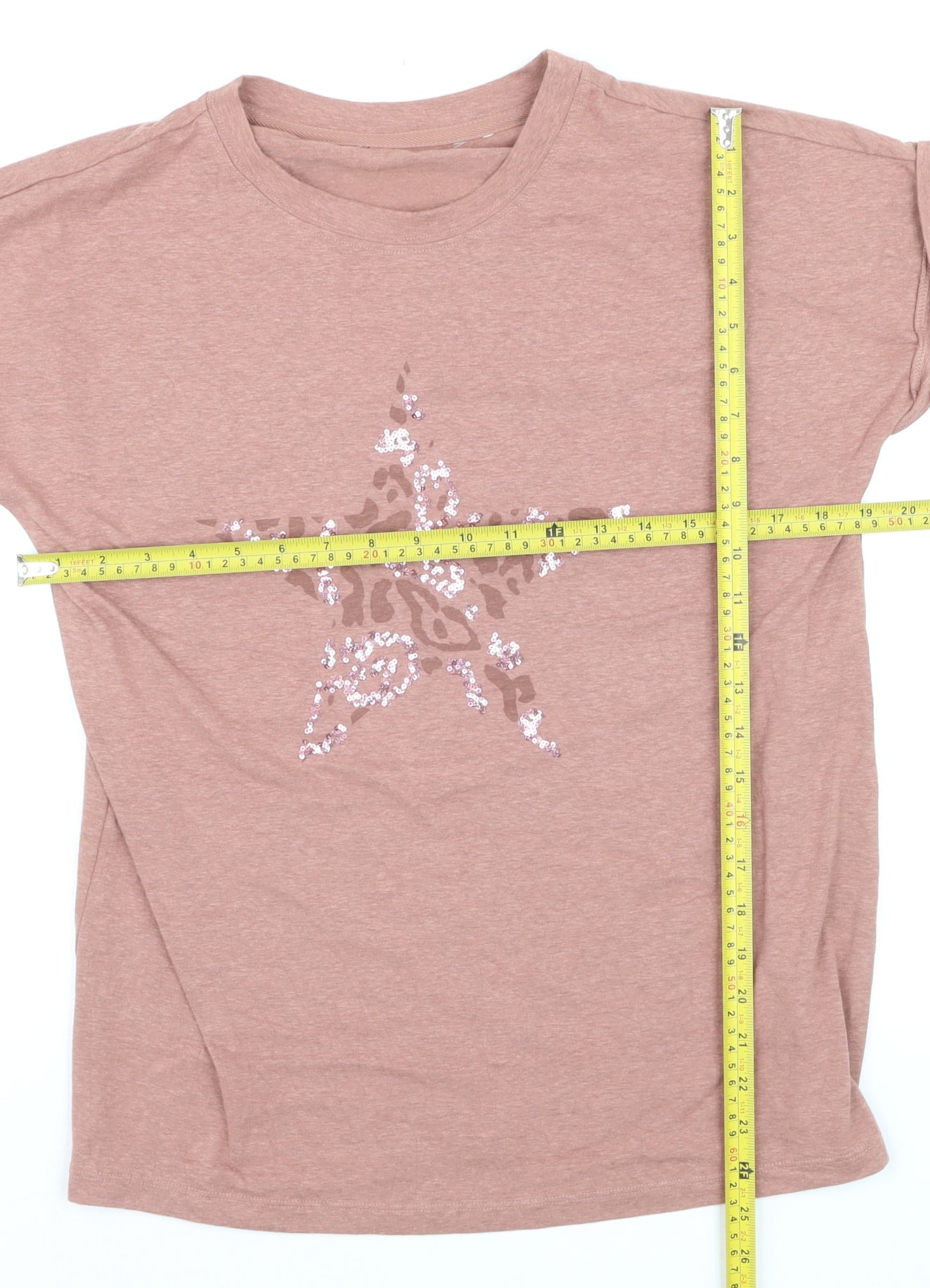 Next Women’s Brown Sequin Star T-Shirt Size 12 Short Sleeve