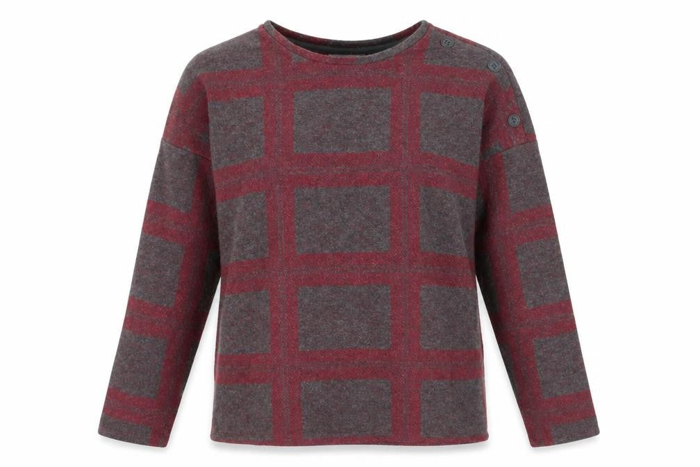 Next Women's Red Check Knit Button Shoulder Jumper Size 10