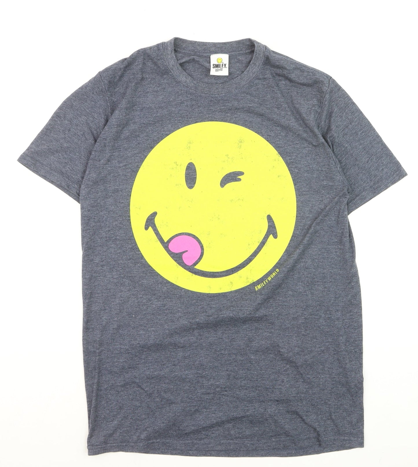 Smiley World Women's Grey L Basic Funny Graphic T-Shirt