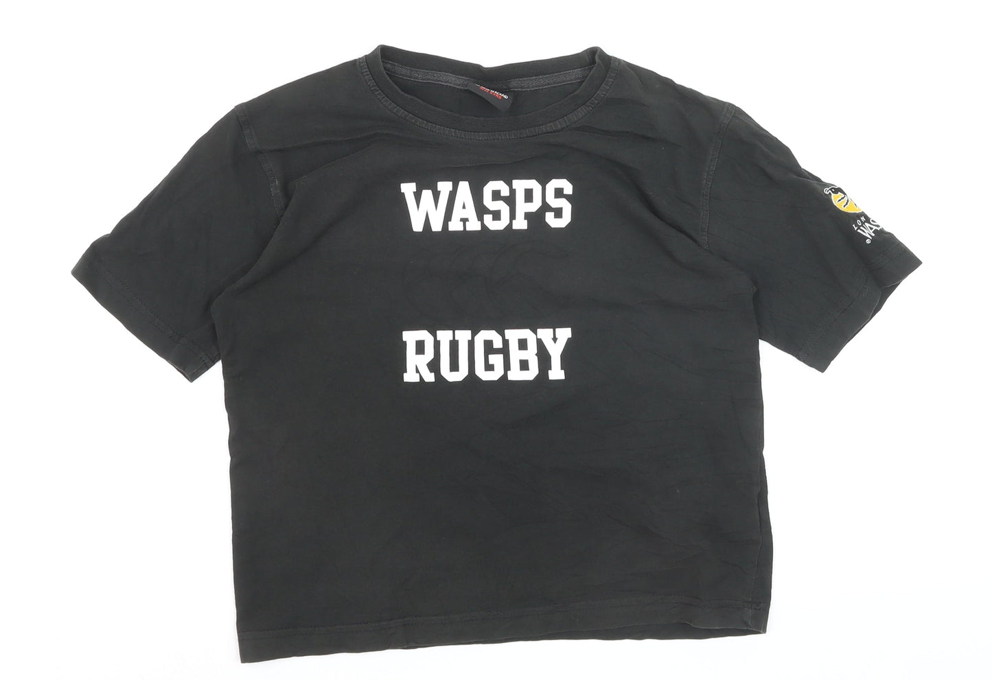 Canterbury Boys Black Wasps Rugby T-Shirt 6 Years Cotton Short Sleeve Top