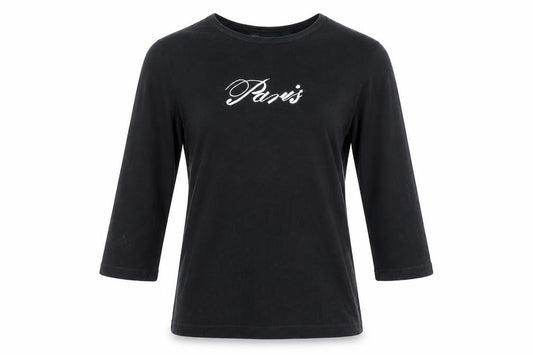 Artscapes Womens Black Paris Embroidered Cotton T-Shirt M