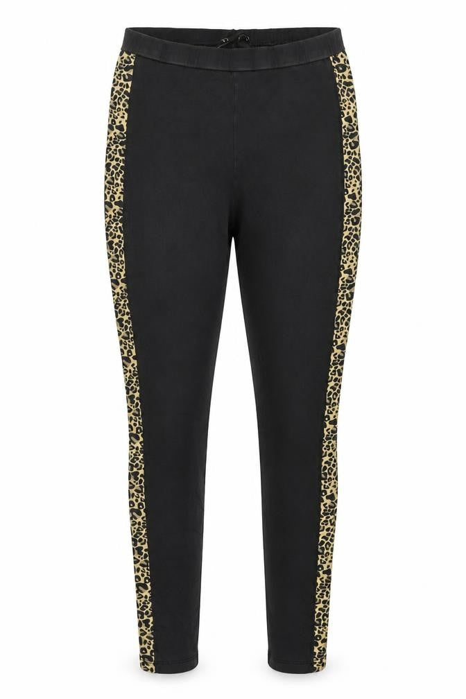 Lipsy Women’s Black Leopard Side Stripe Stretch Leggings Size 8