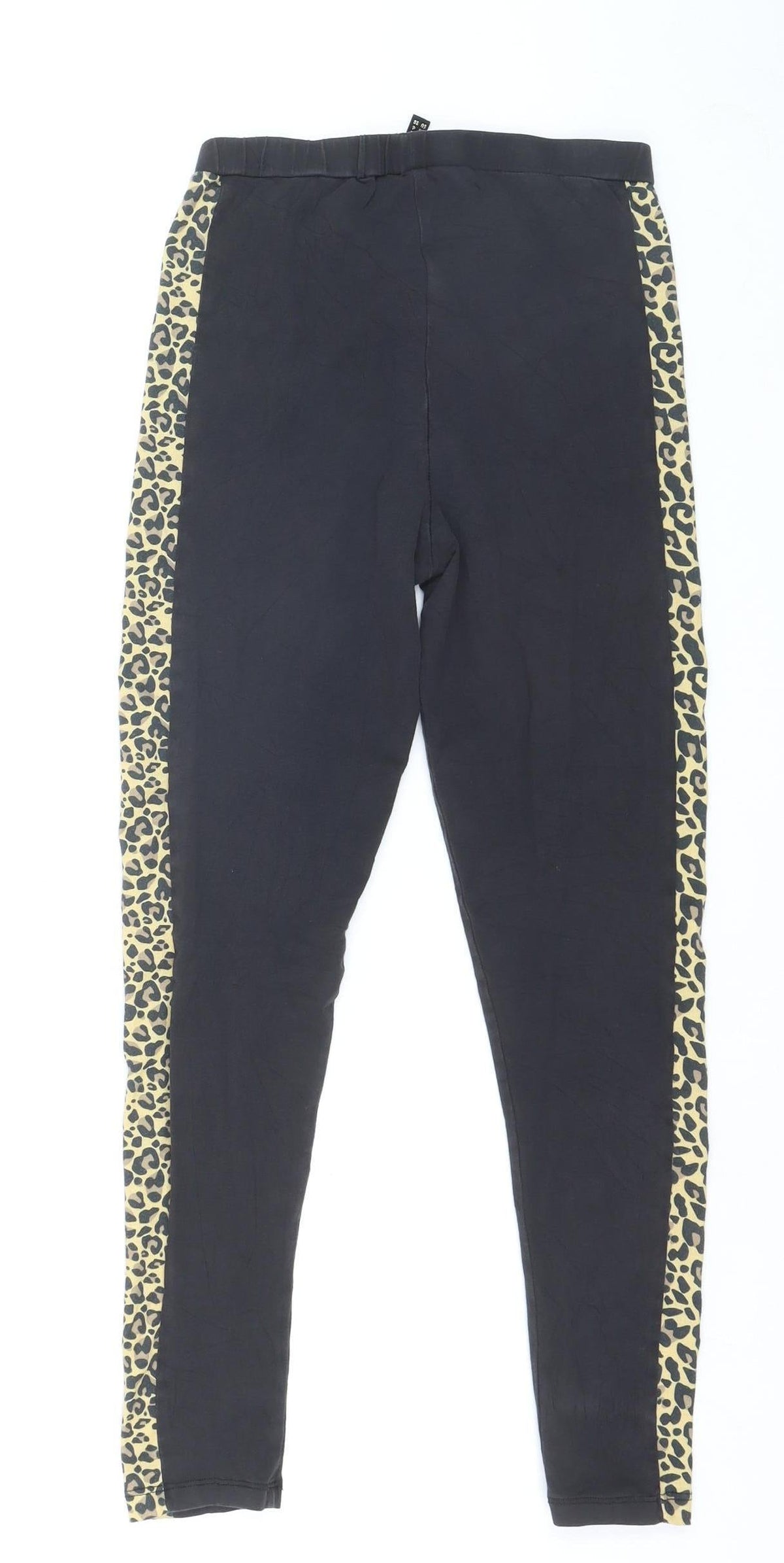Lipsy Women’s Black Leopard Side Stripe Stretch Leggings Size 8