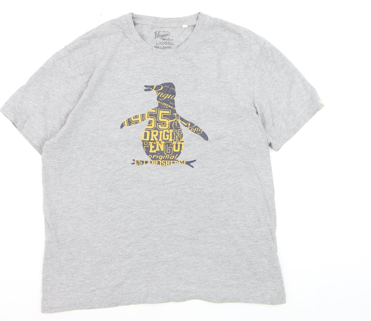 Original Penguin Grey Graphic Cotton T-Shirt Men's Large