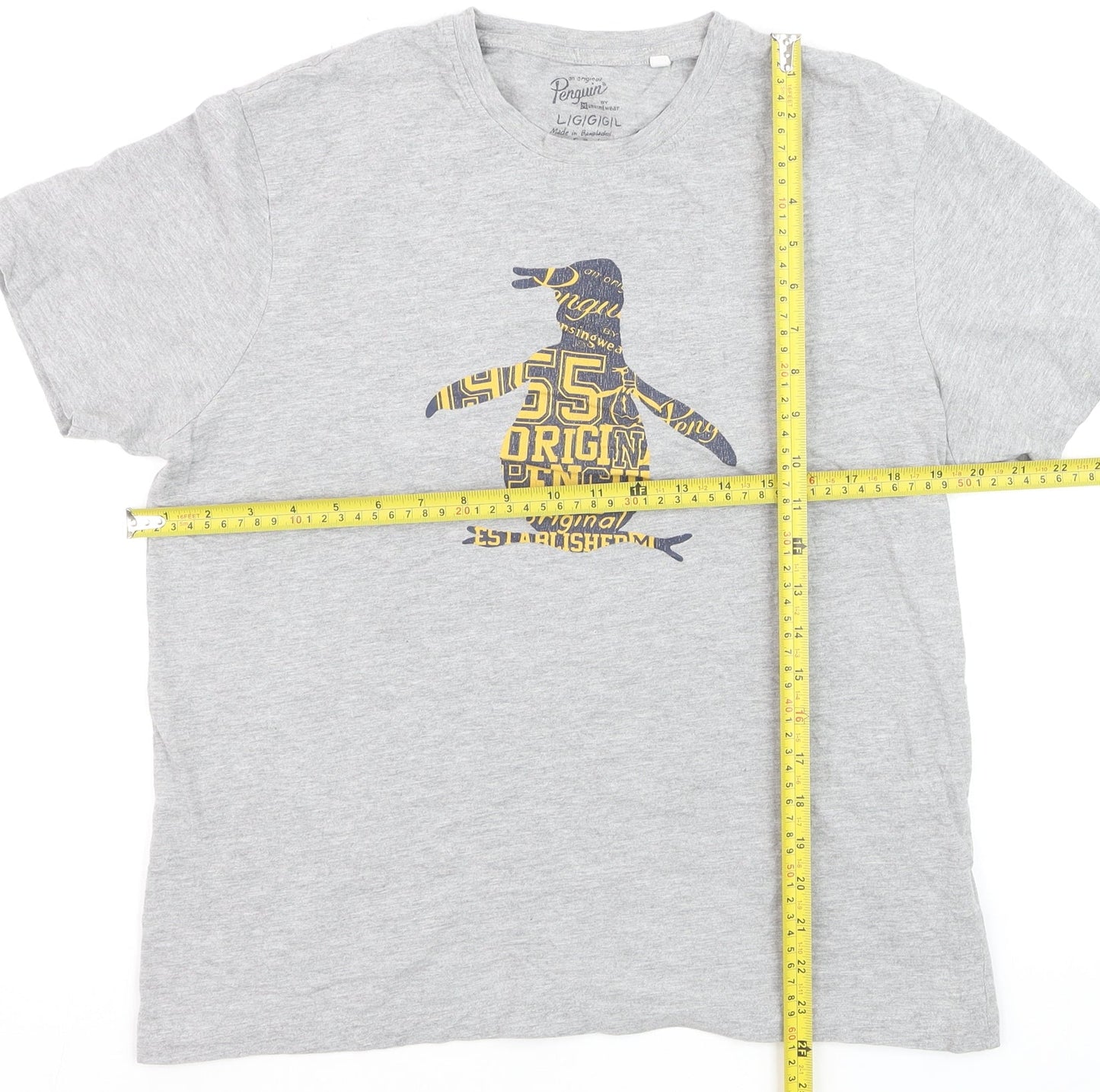 Original Penguin Grey Graphic Cotton T-Shirt Men's Large