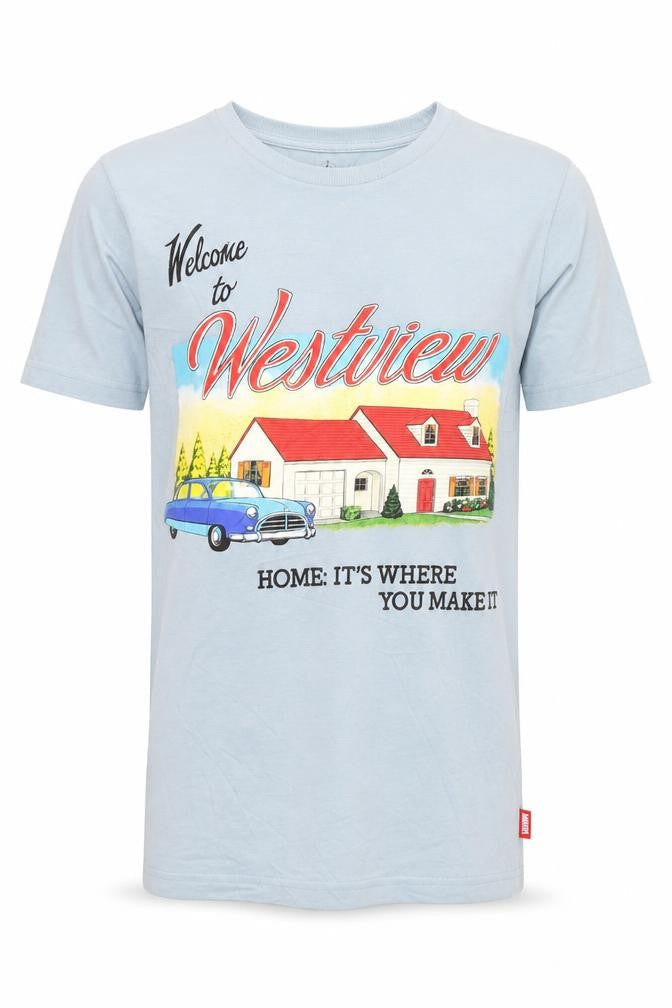 Disney Marvel Westview Blue Men's T-Shirt Size XS Cotton Graphic