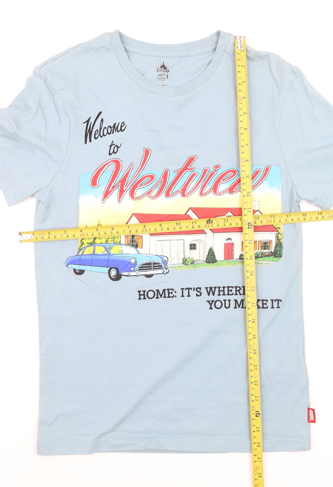 Disney Marvel Westview Blue Men's T-Shirt Size XS Cotton Graphic