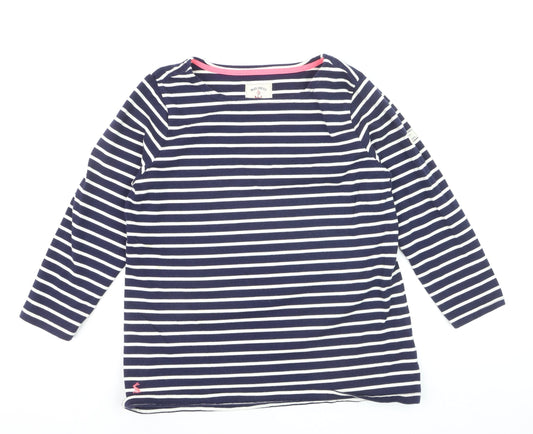 Joules Women Blue Striped Long Sleeve Cotton Nautical Top Size 14