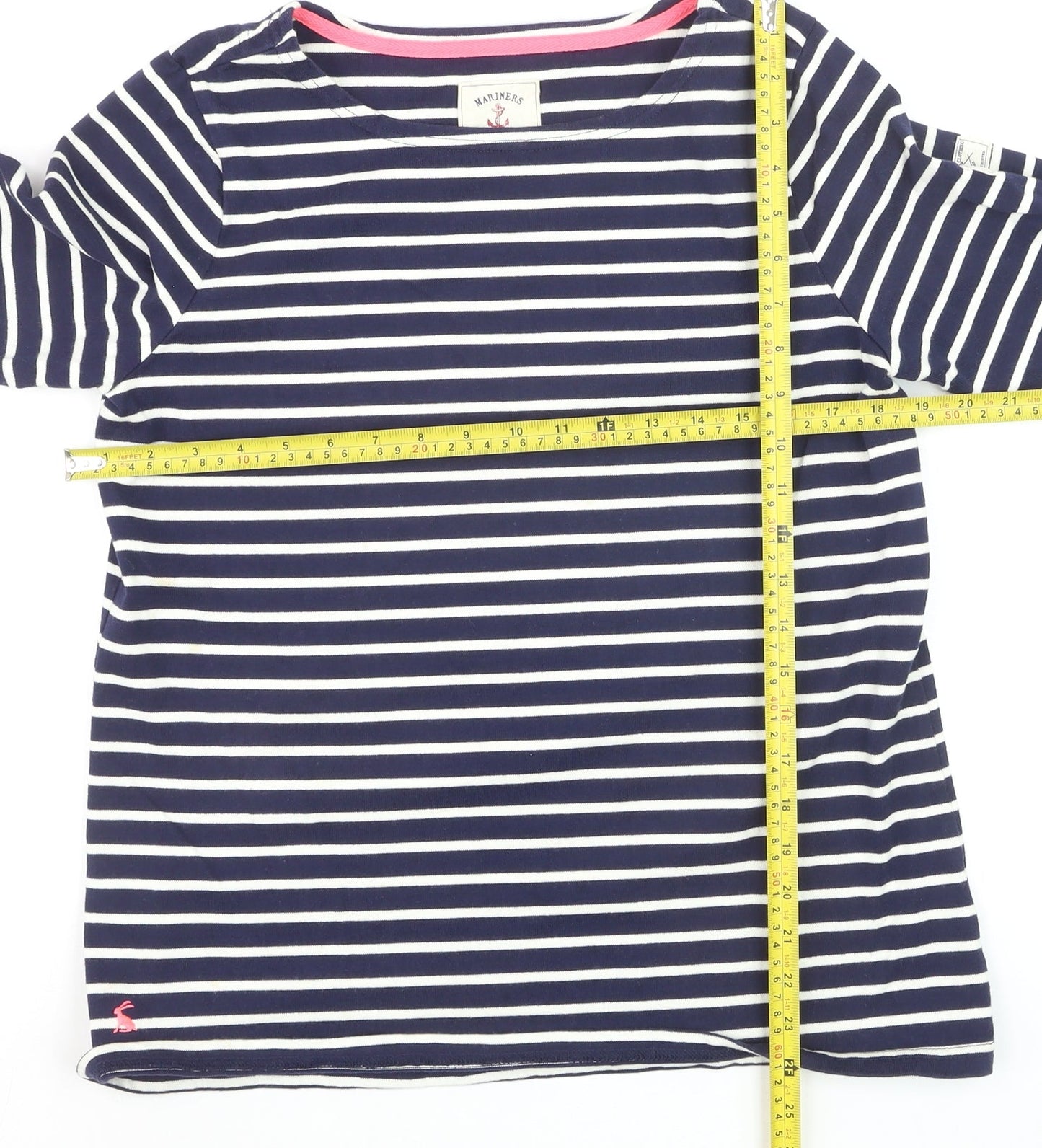 Joules Women Blue Striped Long Sleeve Cotton Nautical Top Size 14