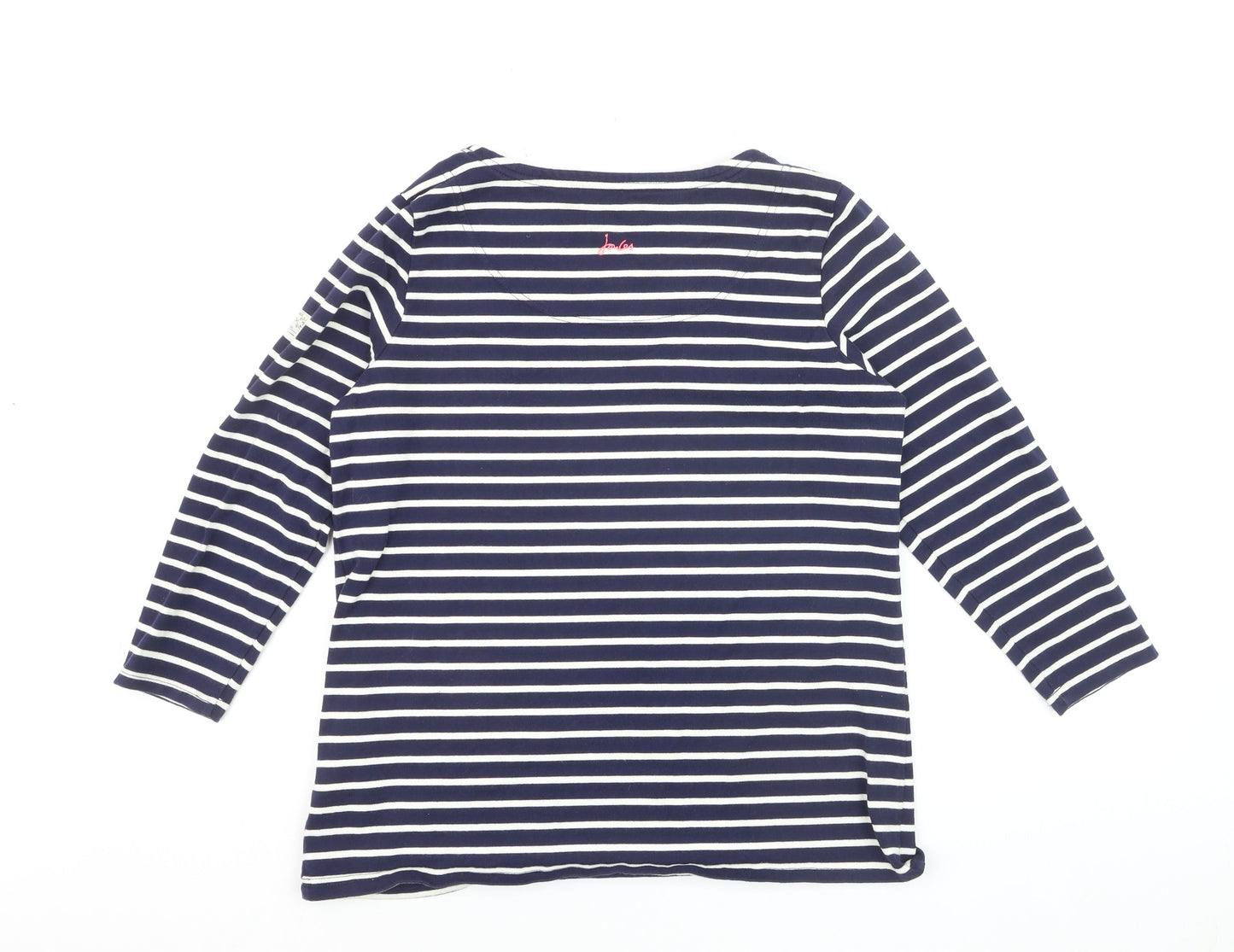 Joules Women Blue Striped Long Sleeve Cotton Nautical Top Size 14